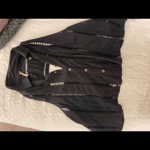 Free People collared cropped blouse